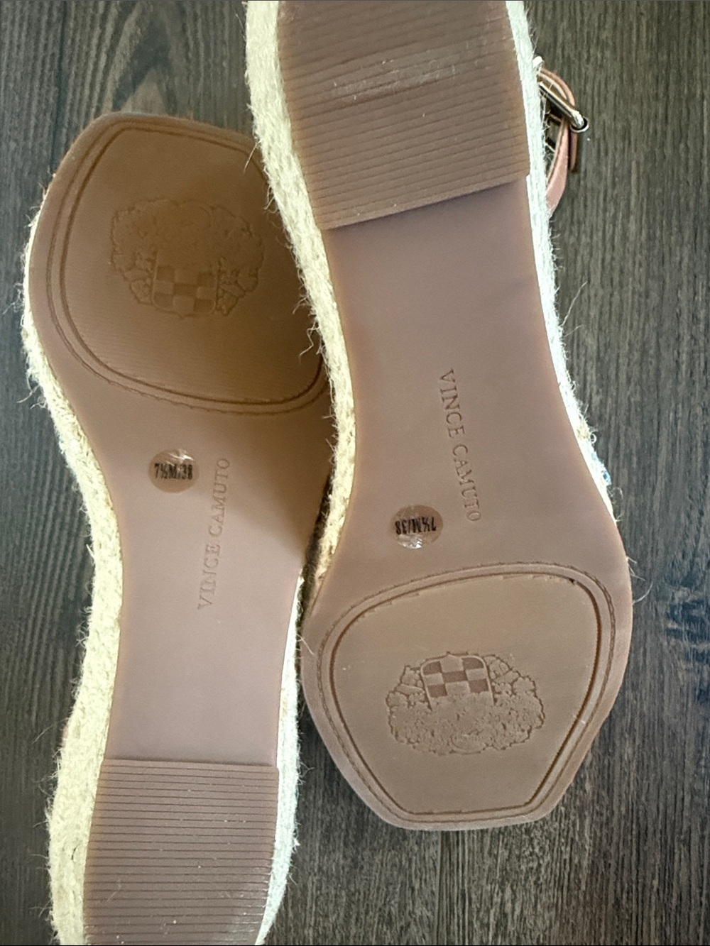 Vince Camuto NWOB Jadeya Blue Espadrille Wedge Sandals with Tan Ankle Strap 7.5 - Picture 6 of 7